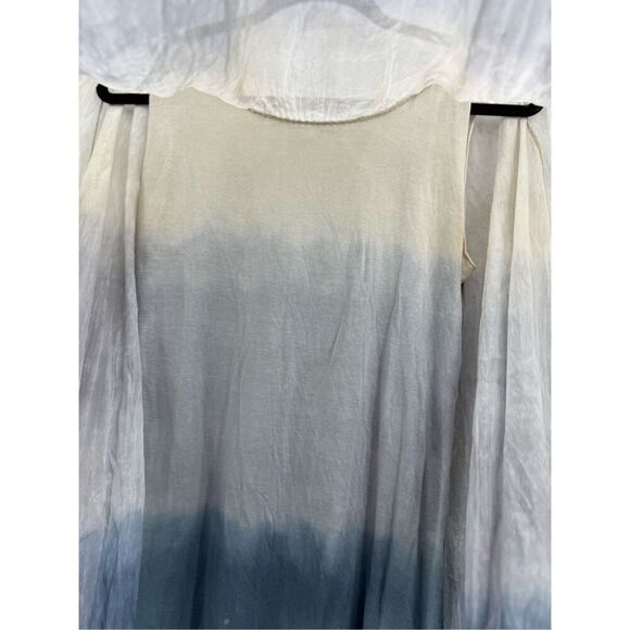 H Trend Made in Italy Womens Blue Cream Ombré Dye Oversized Blouse Top Small - Picture 2 of 8